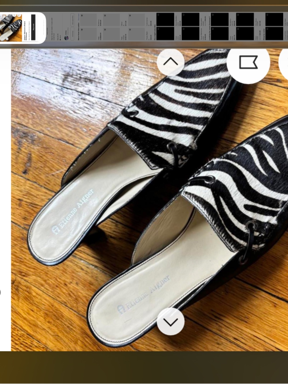 Etienne Aigner Zebra-Print Slip-On Mules - Black & White